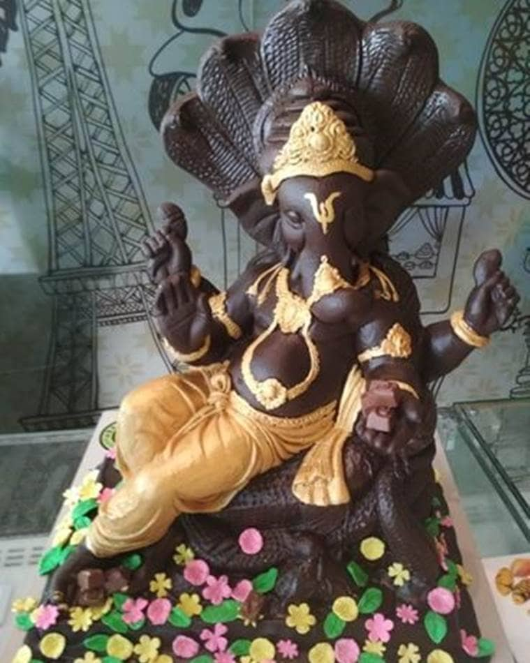 ganesh chaturthi, ludhiana ganesh chocolate idol, ganesha chocolate idol, indian express, ganpati chocolate idol