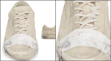expensive taped sneakers glorify poverty, taped sneakers, taped sneakers, Expensive taped sneakers accused of glorifying poverty, sneakers, trending news, indian express, indian express news