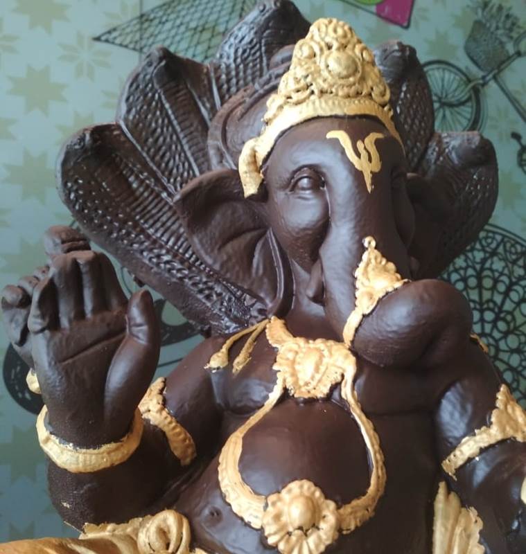 ganesh chaturthi, ludhiana ganesh chocolate idol, ganesha chocolate idol, indian express, ganpati chocolate idol