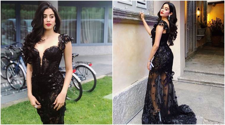 Janhvi Kapoor in this black semi-sheer gown is a sight to behold