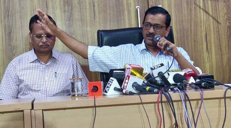Delhi Chief Minister Arvind Kejriwal addresses the media in the national capital on Saturday. (Twitter/@AamAadmiParty)