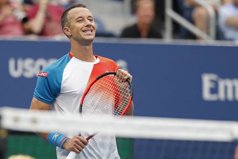 Philipp Kohlschreiber of Germany reacts after missing a shot against Alexander Zverev of Germany (not pictured) in the third round on day six of the US Open at USTA Billie Jean King National Tennis Center.