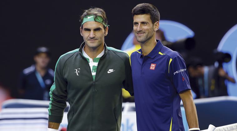 In this Jan. 28, 2016, file photo, Roger Federer, left, of Switzerland and Novak Djokovic, right, of Serbia, pose for a photo ahead of their semifinal match at the Australian Open tennis championships in Melbourne