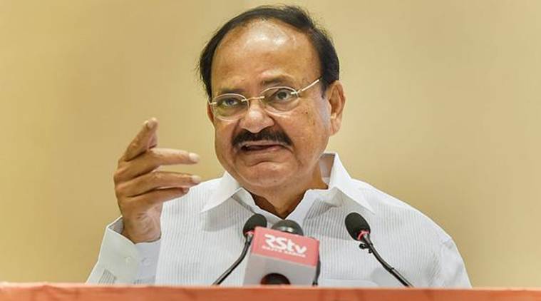 Vice President Venkaiah Naidu speaks during the Hindi Diwas Samaroh 2018, in New Delhi, on Friday. (PTI)
