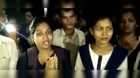 “They thrashed both male and female students”, alleged another student in the video, weeping with folded hands.  (Source: Twitter)