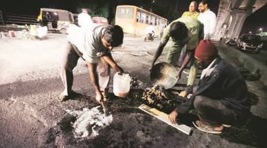 Pothole repair, pothole repair chemical, Rajesh Rathore, Pune Municipal Corporation, PMC, PMC trial of pothole repairing chemical, road safety, Pune, Indian Express News
