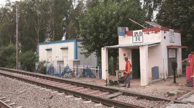 At the railway level crossing where the incident took place. The gateman’s friend was also attacked. (Express photo/Amit Mehra)