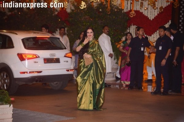 rekha at ambanis house for ganesh chaturthi 