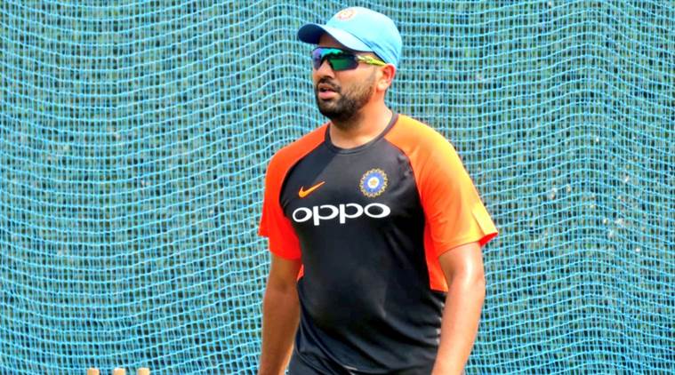 Rohit Sharma during the nets 