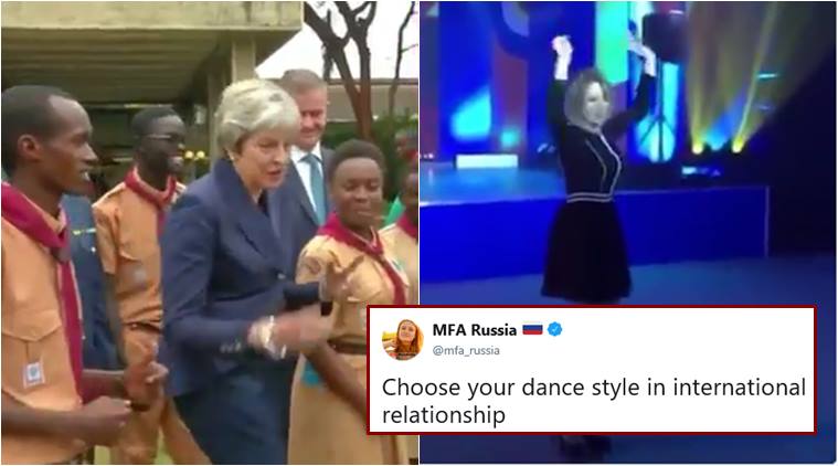 theresa may, russia mocks theresa may, russian spy posioning, theresa may dancing videos, russian foreign ministry trolls theresa may, UK Russian spy attack suspects, viral news, world news, indian express