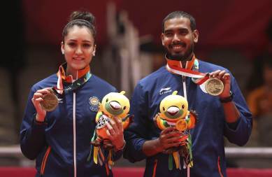 Manika Batra and Sharath Kamal