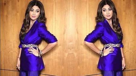 Shilpa Shettys shiny blue pantsuit is something we will never vouch for