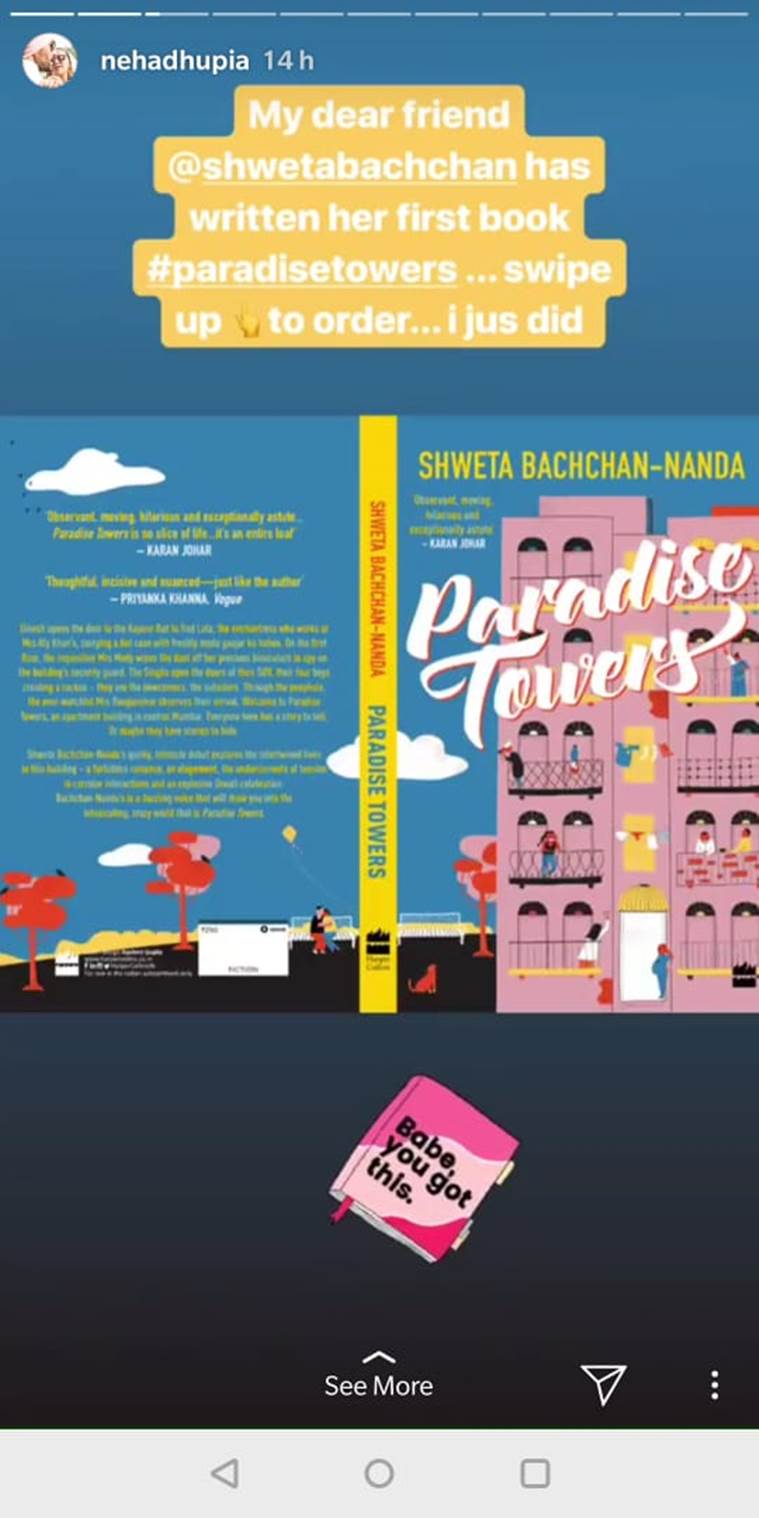 neha dhupia on shweta bachchan book paradise towers