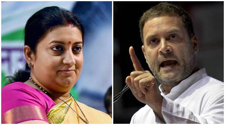 Image result for smriti irani and rahul gandhi in amethi