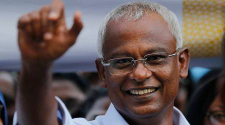 Maldives President Ibrahim Mohamed Solih celebrates victory in parliamentary election