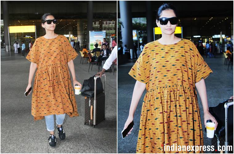 sonam kapoor, anushka sharma, sui dhaaga, esha gupta, sonam kapoor airport look, anushka sharma airport look, esha gupta airport look, celeb fashion, bollywood fashion, indian express, indian express news