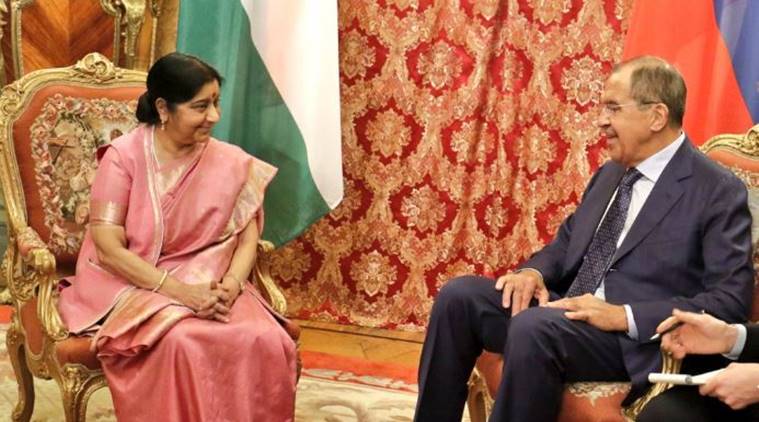Sushma Swaraj meets Russian counterpart Sergey Lavrov in Moscow