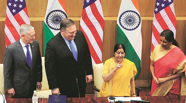 India-US ties, India-US bilateral dialogue, India-US 2+2 dialogue, sushma swaraj, India China relations, Nirmala Sitharaman, BRI China, india news