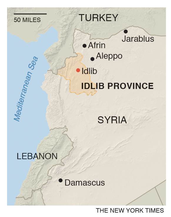 Map showing Idlib province