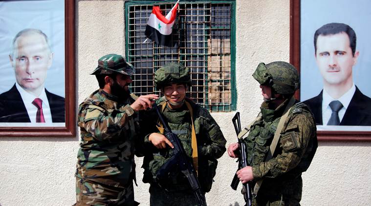 Russian and Syrian troops in Damascus