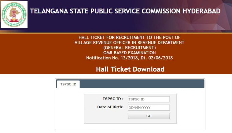 TSPSC VRO hall ticket 2018, Tspsc, tspsc.gov.in