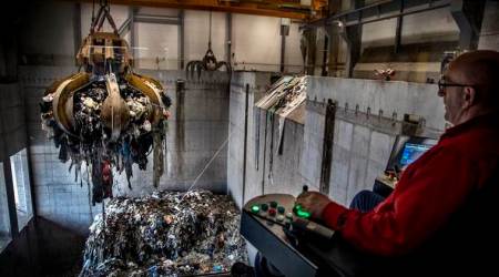 A worker in a trash to energy plant