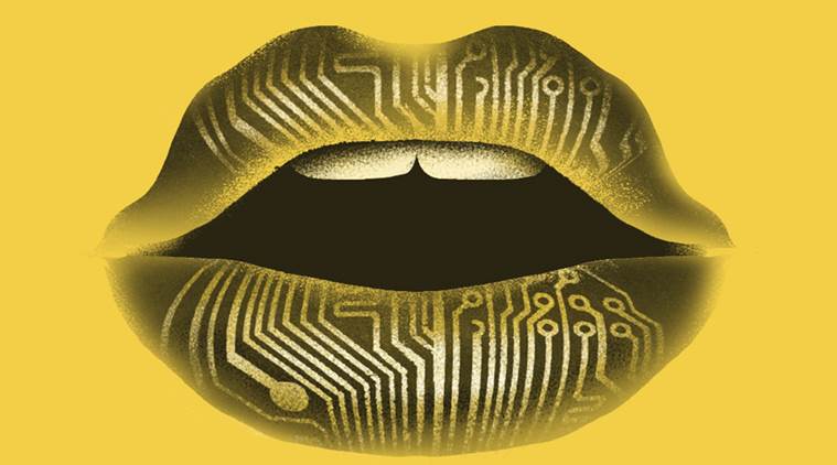 Representational image of lips and circuits
