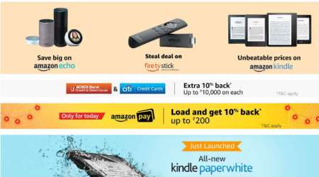 Amazon Great Indian Festival sale, Diwali 2018 Amazon Echo deals, Great Indian Festival sale Amazon Echo offers, Amazon Echo series, Fire TV Stick Diwali deals, Great Indian Festival sale Amazon product deals, Amazon Fire TV Stick, Great Indian Festival sale date and timings, Amazon Kindle Paperwhite, Diwali deals on Amazon Kindle, top offers on Great Indian Festival sale, Amazon hardware devices, Great Indian festivak sake deals on Prime