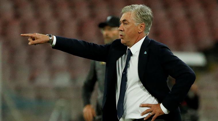 Napoli coach Carlo Ancelotti gestures