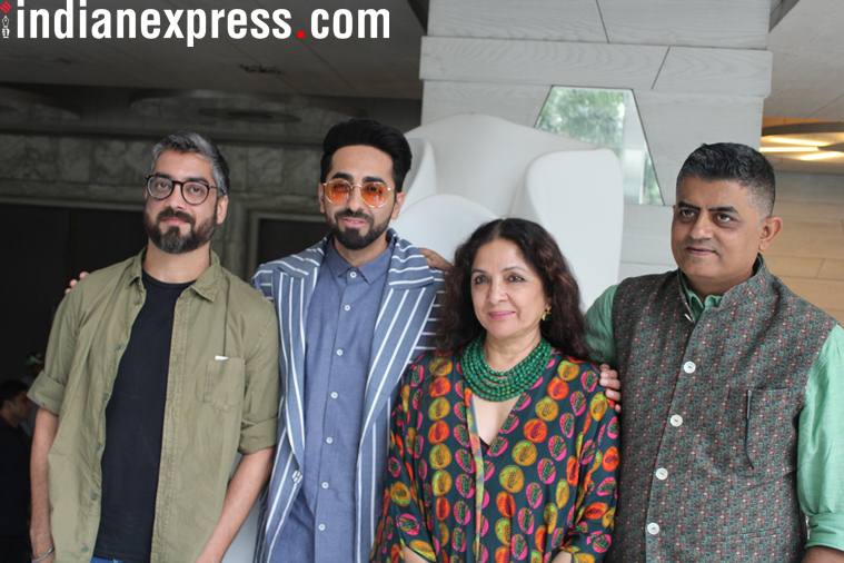 Badhaai Ho director Amit Ravindernath Sharma with Ayushmann Khurrana, Neena Gupta and Gajraj Rao