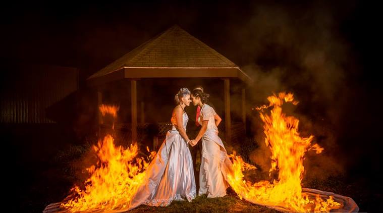 These women set their gowns on fire for a wedding ...