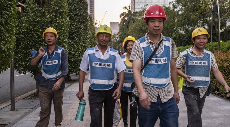 Construction workers in China