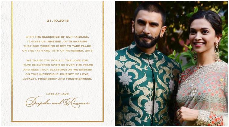 Ranveer Singh Deepika Padukone Wedding Date Card Venue And More All