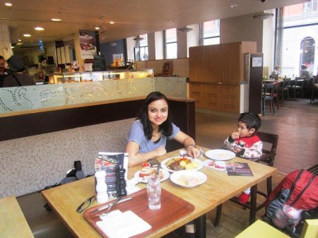 Eating at a local cafe in Oslo