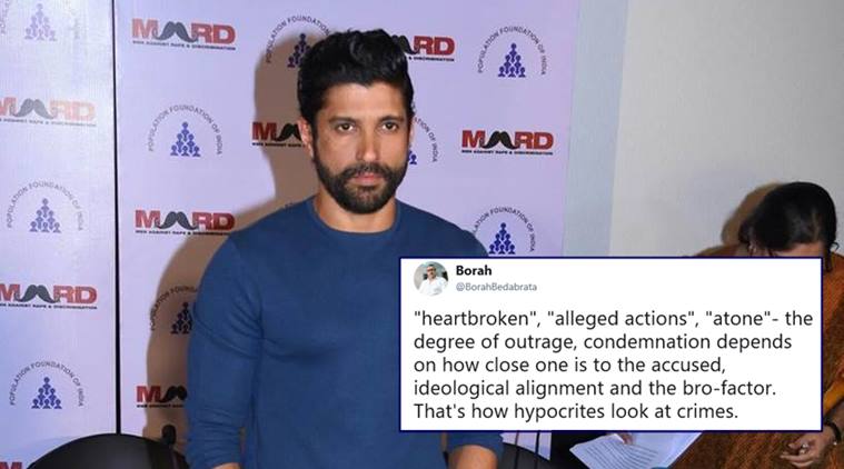 farhan akhtar, sajid khan, me too, me too bollywood, sexual harrasment sajid khan, farhan akhtar sajid khan atonement tweet, bollywood news, entertainment news