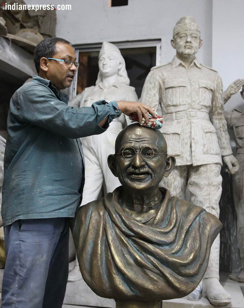 mahatma gandhi, 150th birth anniversary, mahatma gandhi photos, mahatma gandhi statue