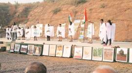 At the protest in Gurgaon on Sunday morning. Express