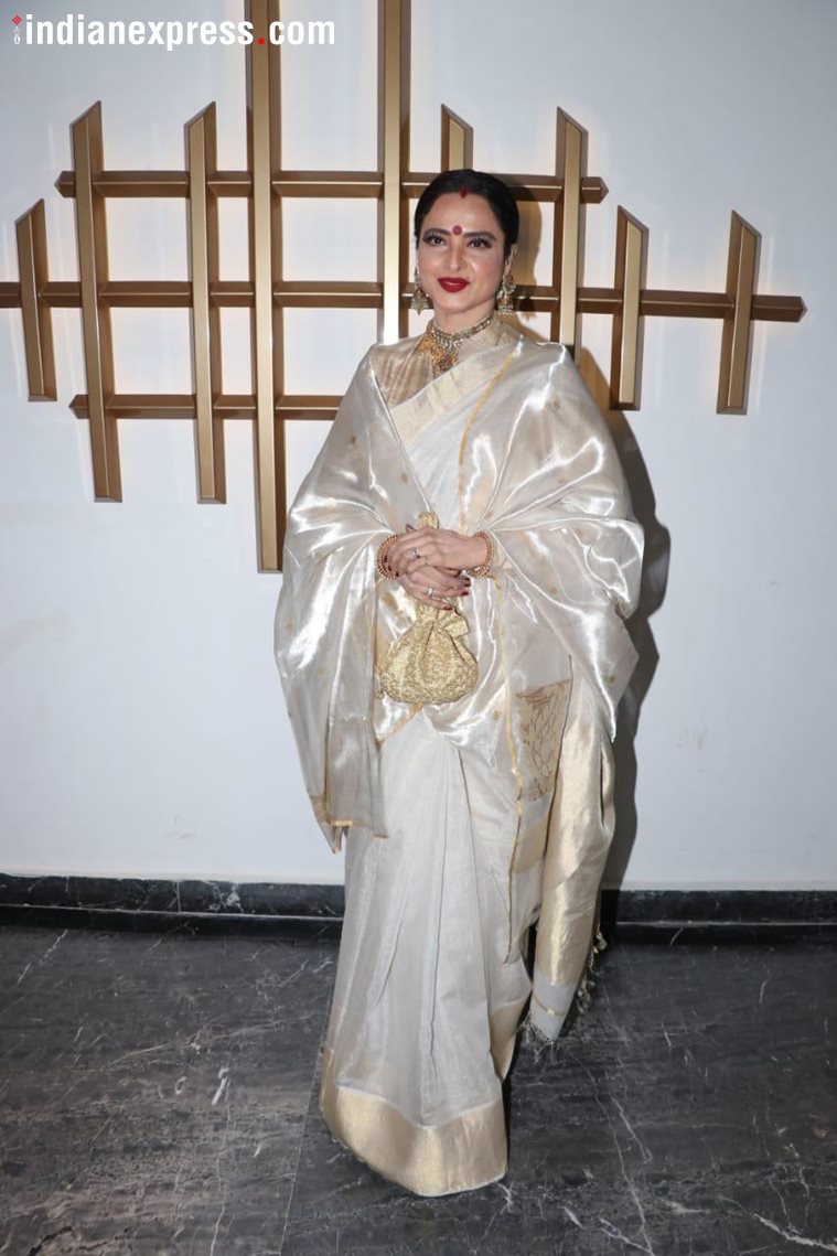 rekha at hema malini's birthday party