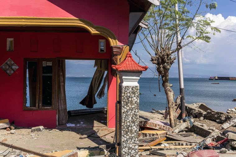 A house damaged by the tsunami in Indonesia