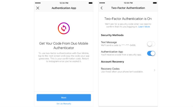Instagram, Instagram two factor authentication, third party apps, Instagram authentication system, data privacy, Google Authenticator, Facebook, Duo Security, one time passwords
