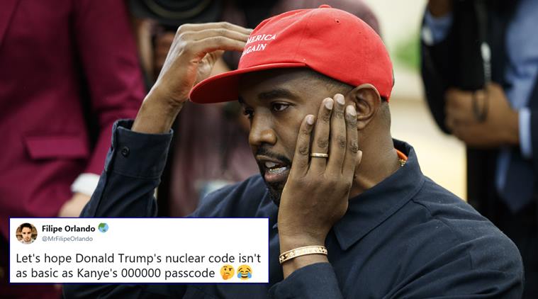 Kanye West, Kanye West password, Kanye West iphone passcode, Kanye West trump meeting, Kanye West memes, Kanye West password jokes, Kanye West 000000 pasword, funny news, indian express