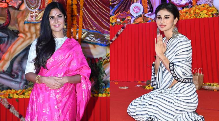 katrina kaif and mouni roy at durga puja