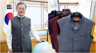 modi jacket, nehru jacket, South Korean president Moon Jae-in modi vest tweet, narendra modi, narendra modi vest, narendra modi tweets, make in india, indian express, indian express news