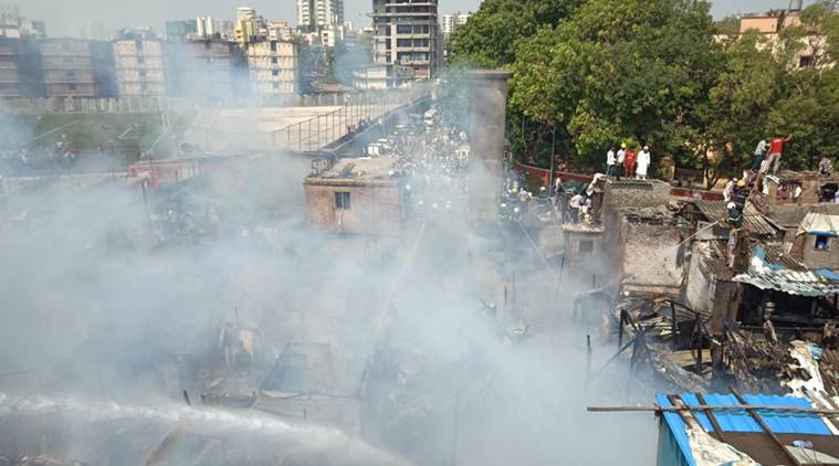 Mumbai fire, Mumbai blaze, Lalmati slum, Bandra Fire Station, Mumbai news, Indian Express news