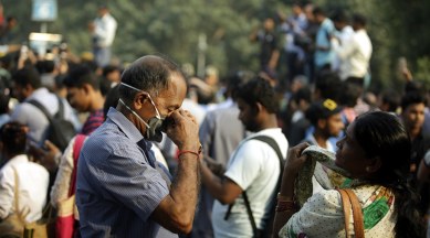 Delhi's air quality was on the brink of turning severe Thursday. (Express photo/Prem Nath Pandey)