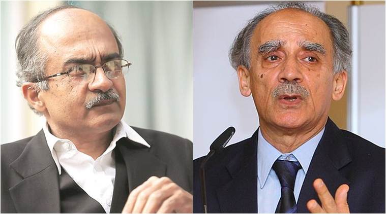 Image result for PICS OF ARUN SHOURIE AND PRASHANT BHUSHAN