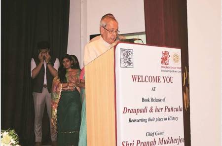 Pranab Mukherjee, former president,  Pranab Mukherjee book launch, Draupadi and Her Pancala: Re-asserting, Indian Express 