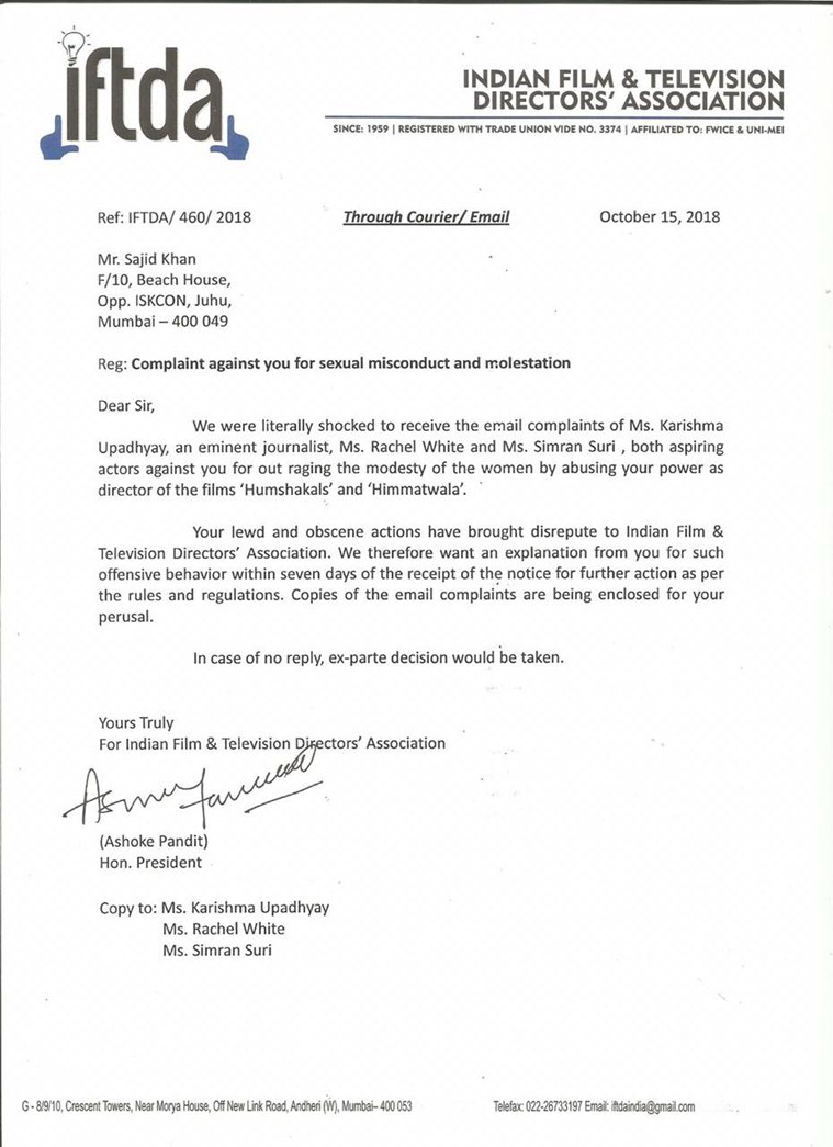 sajid khan sexual misconduct
