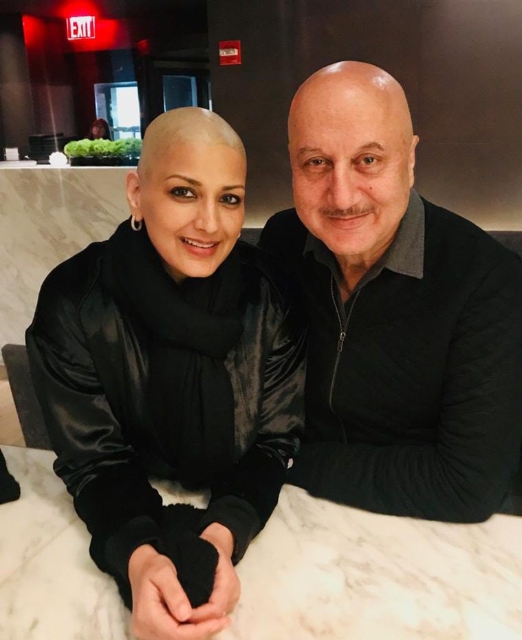 Anupam Kher with Sonali Bendre in New York