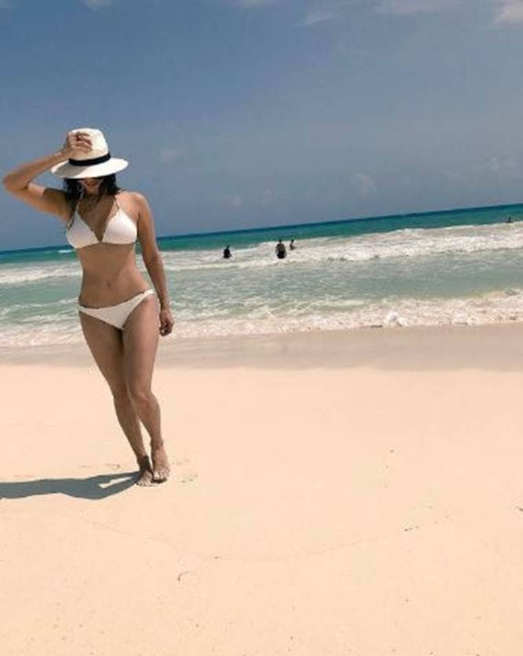 Sunny Leone beach vacation Mexico bikini photos